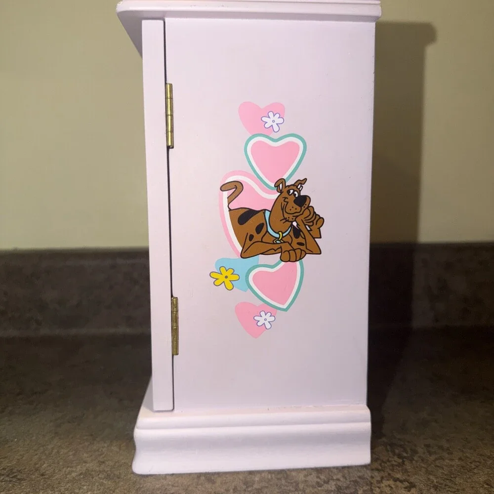 1999 Vintage Y2K Scooby-Doo Wood Glass Jewelry Box Dresser Rare Cartoon Network